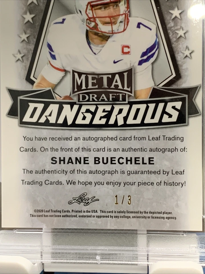 Shane Buechele AUTO /3 PSA 10 POP 1 2020 Leaf Metal Draft RC GREEN MOJO - Image 3 of 4
