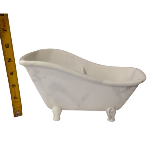 Clawfoot Bath Tub Planter Ceramic Vase Candle Holder Body Care Holder Marbled - Picture 4 of 19
