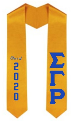 Sigma Gamma Rho ''Class Of 2020'' Graduation GOLD Stole Sash w/ Vinyl Applique