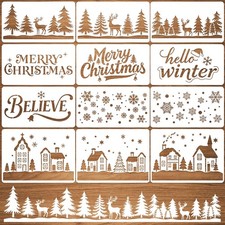 Large Christmas Stencils for Window, 12 Pcs 12 inches x 6 inches, translucent