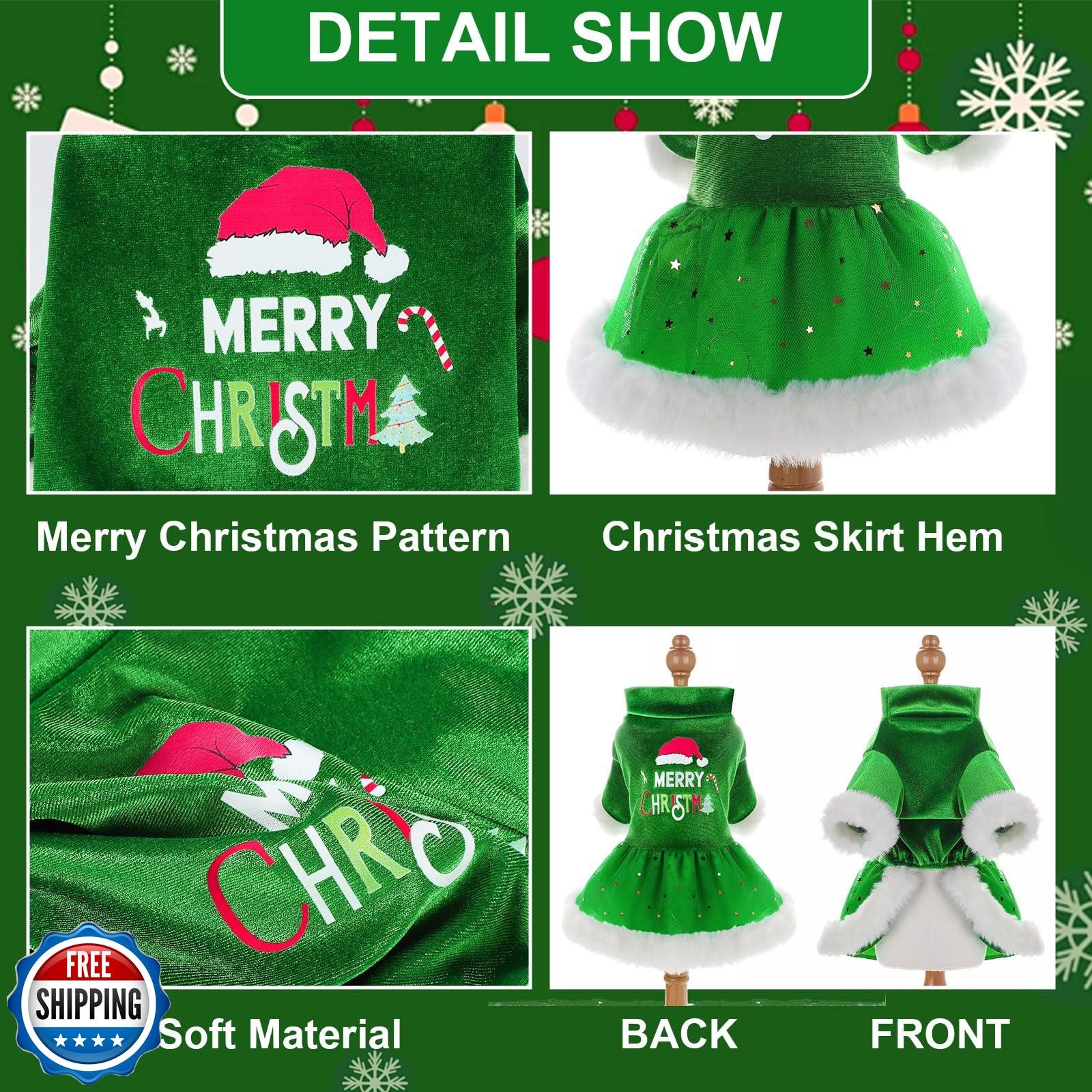 Sebaoyu Dog Christmas Dress, Sweater Female LED Light Winter for 