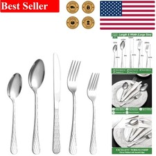 Elegant 40-Piece Silverware Set for 8 with Water Cube Stainless Steel Design