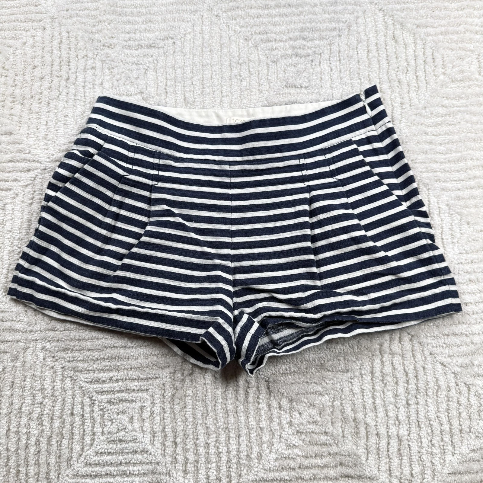 J Crew Chino Shorts Womens 4 Stripe Cotton Linen Casual Summer Nautical Resort