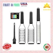 3 Pcs Stainless Steel Grater Set Lemon Zester Cheese Ginger Garlic Kitchen Tool.