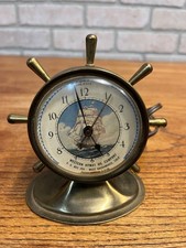 Vintage Brass Ship Wheel Electric Clock Advertising Western Hyway Oil Sacramento
