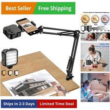 Overhead Phone Mount, Articulating Arm Cell Phone Holder with LED Light, Flex...