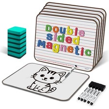 6 Pack Small White Boards, 9"x12" Double Sided Magnetic Dry Erase Boards Pers...