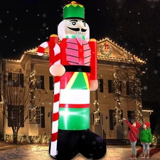 14FT Giant Christmas Inflatables Nutcracker Soldier Outdoor Decorations Hold Can