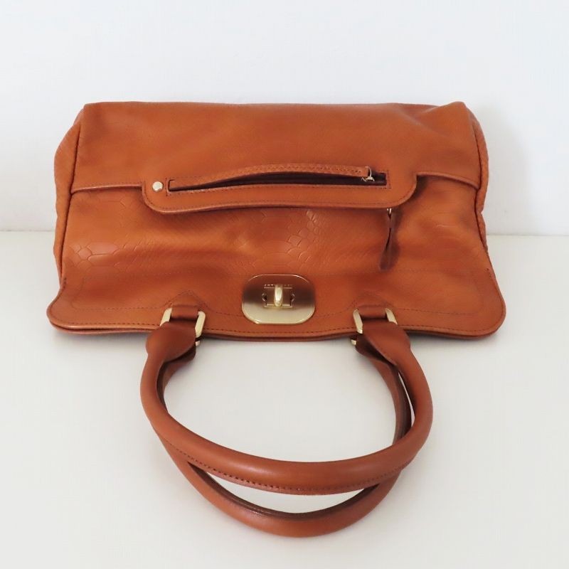 T08 LONGCHAMP Longchamp Python Embossed Leather H… - image 4