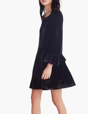 Madewell Women’s Velvet Bell Sleeve Black Mini Dress Size L Flowy Goth Whimsical