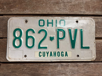 1985-90 OHIO  LICENSE PLATE 862 PVL