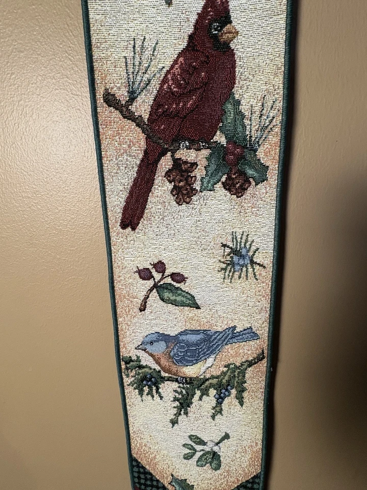 Corona Woven Tapestry Wall Hanging Bell Pull Holiday With Birds - Image 4 of 4