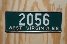 1956 West Virginia License Plate # 2056