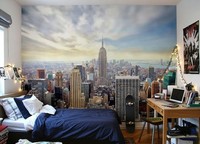 Nice Wall Foto Tapete New York Stadt Skyline Blau Matt Papier 100X72Inch
