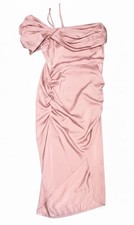 Pretty Little Thing Pink satin One Shoulder midi dress Ruched Size 8