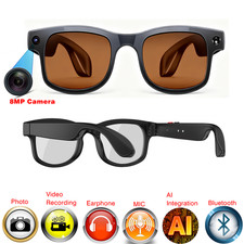 4K HD Smart Glasses with AI Camera Bluetooth Call Voice Assistant Waterproof