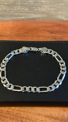 Kühnes 925 Sterling Silber Figaro Gliederarmband - 9'' - 7 mm - 15 g - rhodiniert