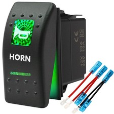 Momentary Horn Button Waterproof Rocker Switch Toggle - ON/Off Green