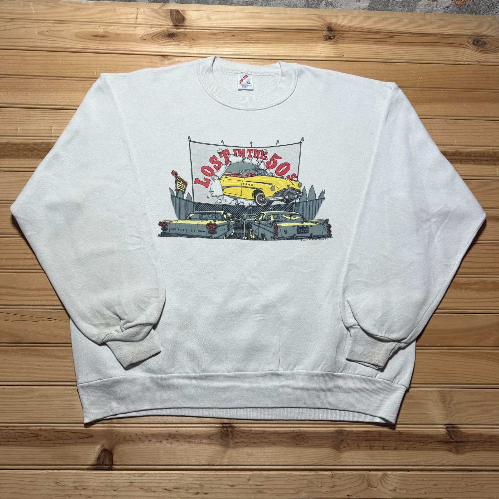 Vintage 1994 Lost in the 50s Car Show Sandpoint Idaho Graphic Sweatshirt USA XL
