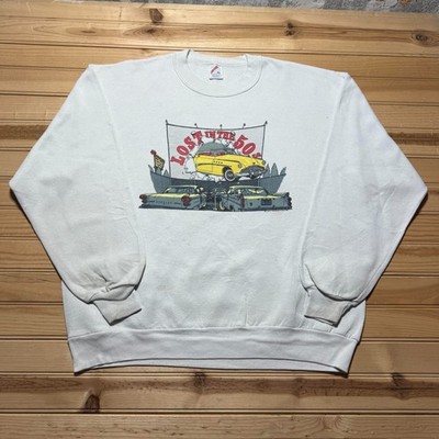 Vintage 1994 Lost in the 50s Car Show Sandpoint Idaho Graphic Sweatshirt USA XL