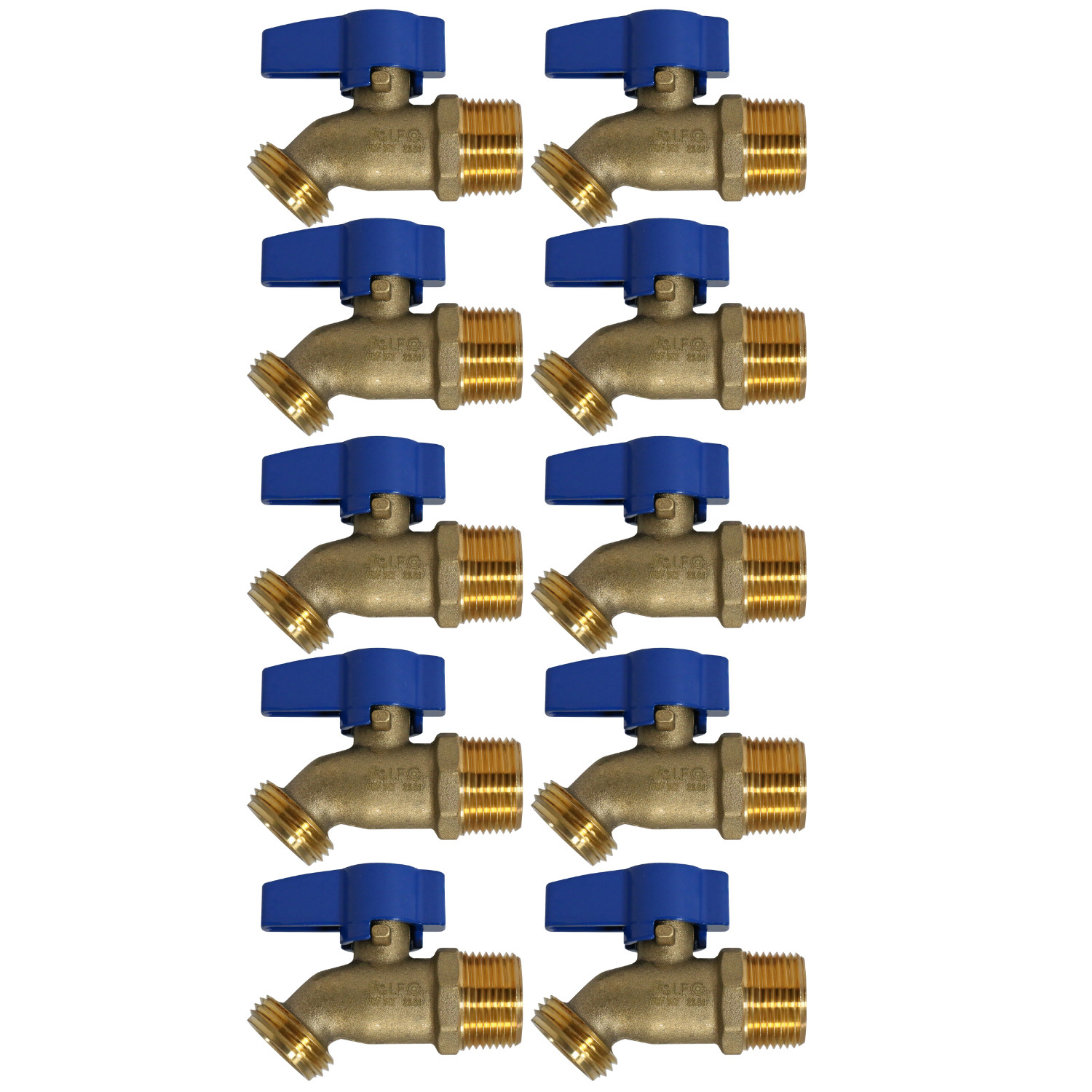 10 Pack XFITTING 3/4" Male PT Threaded Hose Bibb No Kink , 1/4 Turn , 125 PSI