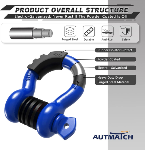 AUTMATCH D Anello Grillo 3/4" (Confezione da 2) 41.887Ibs Resistenza alla Rottura - Fessura - Foto 4 di 12