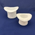 Two Vintage Fenton Daisy & Button White Milk Glass Top Hat Vases Planters