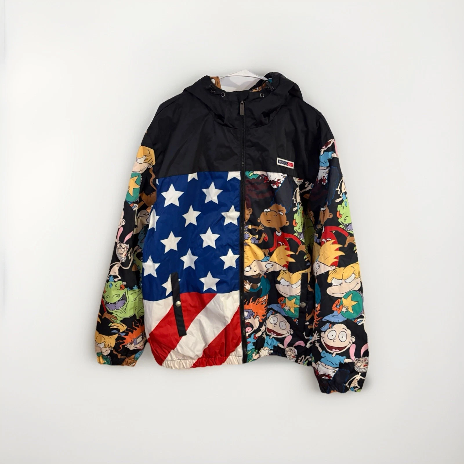 Nickelodeon Members Only Zip Up Windbreaker Jacket Cartoon Print Size Medium