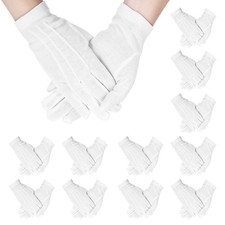 12 Pair White Cotton Gloves Parades Costume Gloves Formal Tuxedo Uniform Glove