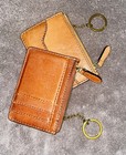 Frye Logan Light Cognac Brown Leather Zip Card Case Wallet with Hidden Key Ring — photo 6
