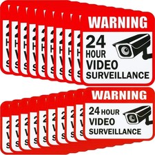 Video Surveillance Sign 10 Pack CCTV 24 Hour Warning Sticker Door Window Yard