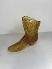 Vintage Fenton Glass Golden Amber Boot Daisy & Button Pattern READ