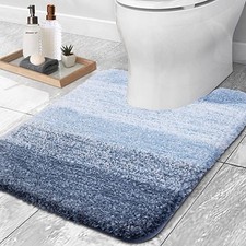Luxury Toilet Rugs U-Shaped 24x20, Extra Soft and Absorbent Microfiber Bathroom