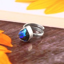 Black Opal Gemstone 925 Sterling Silver Ring Handmade Jewelry Gift For Valentine