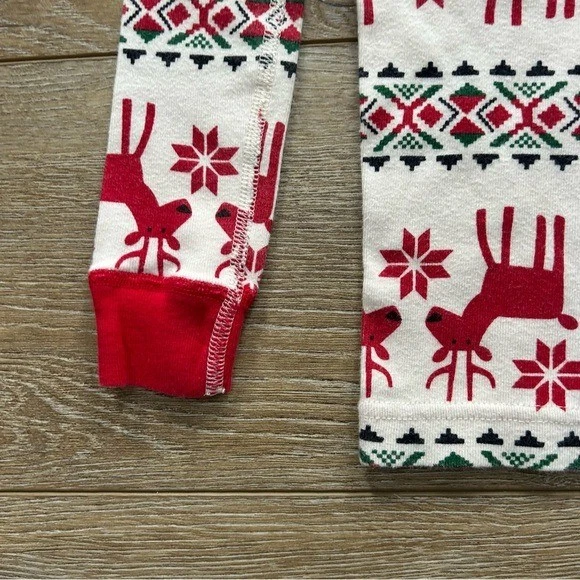 Hanna Andersson Long Johns Faire Isle Christmas Pajama Sz 6-7 Unisex Red Cotton - Image 4 of 4