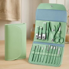 16pcs Professional Nail Clippers and Cuticle Nippers Set with Travel Case Manicu