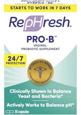 Rephresh Pro-B Probiotic Feminine Supplement 30 Capsules Exp: 01/27