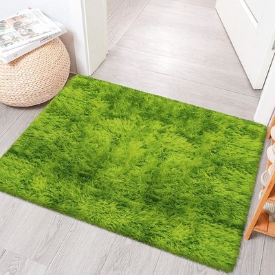 Soft Fluffy Tie Dyed Grass Green Shag Rug 2x3 Small Green Area Rug Carpet for...