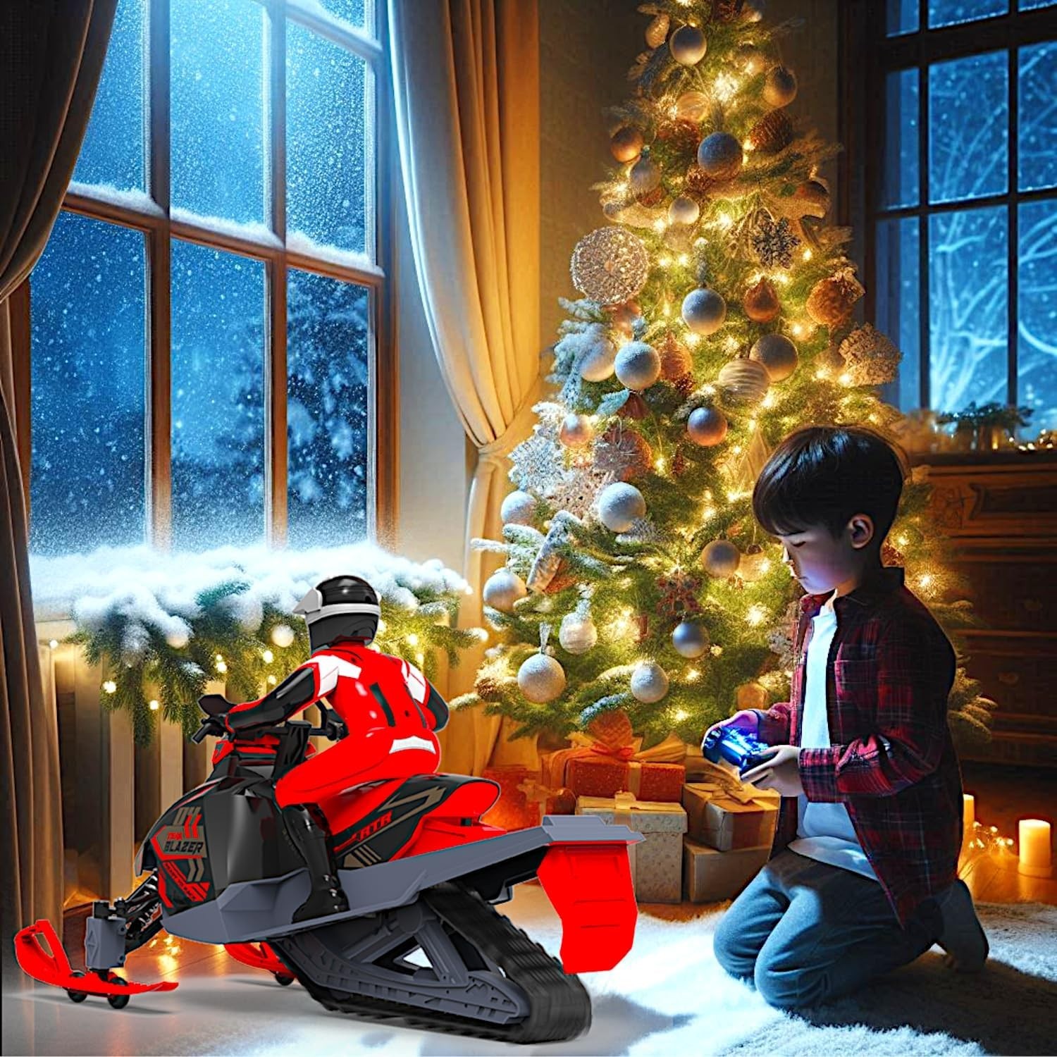 Trail Blazer Snowmobile 19” RC Tracked Motor Sledge Dual Ski Tractor Switchback