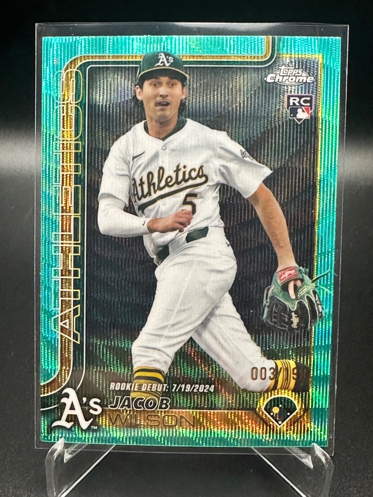 2025 Topps Chrome Update Jacob Wilson USC150 /199 Aqua RayWave Refractor (RC)