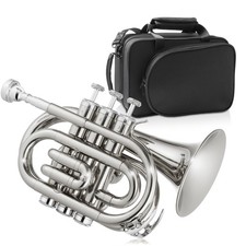 Bb Pocket Trumpet with Nickel Plated Finish with Case