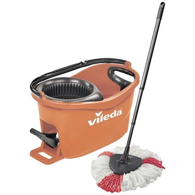 Vileda Turbo EasyWring & Clean Floor Mop Complete Set, Mop Coral