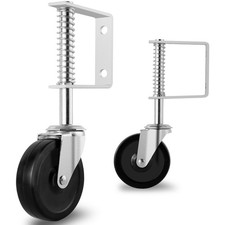 2Pack 100mm Gate Wheels Door Fence Heavy Duty Spring Loaded Swivel Castors