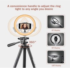 UBeesize 10.2" Selfie Ring Light with 50" Tripod Stand  Flexible Phone Holder f
