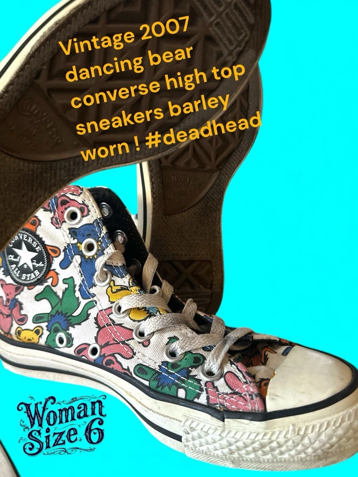 Grateful Dead танцы медведи винтажный все звезды Converse Chuck Taylor кроссовки обувь - Изображение 4 из 4