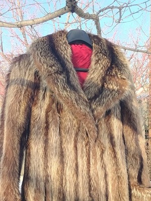  TOP SILVER RACCOON FUR coat FULL LENGTH LONG FLORENCE R HIMMEL Blackglama