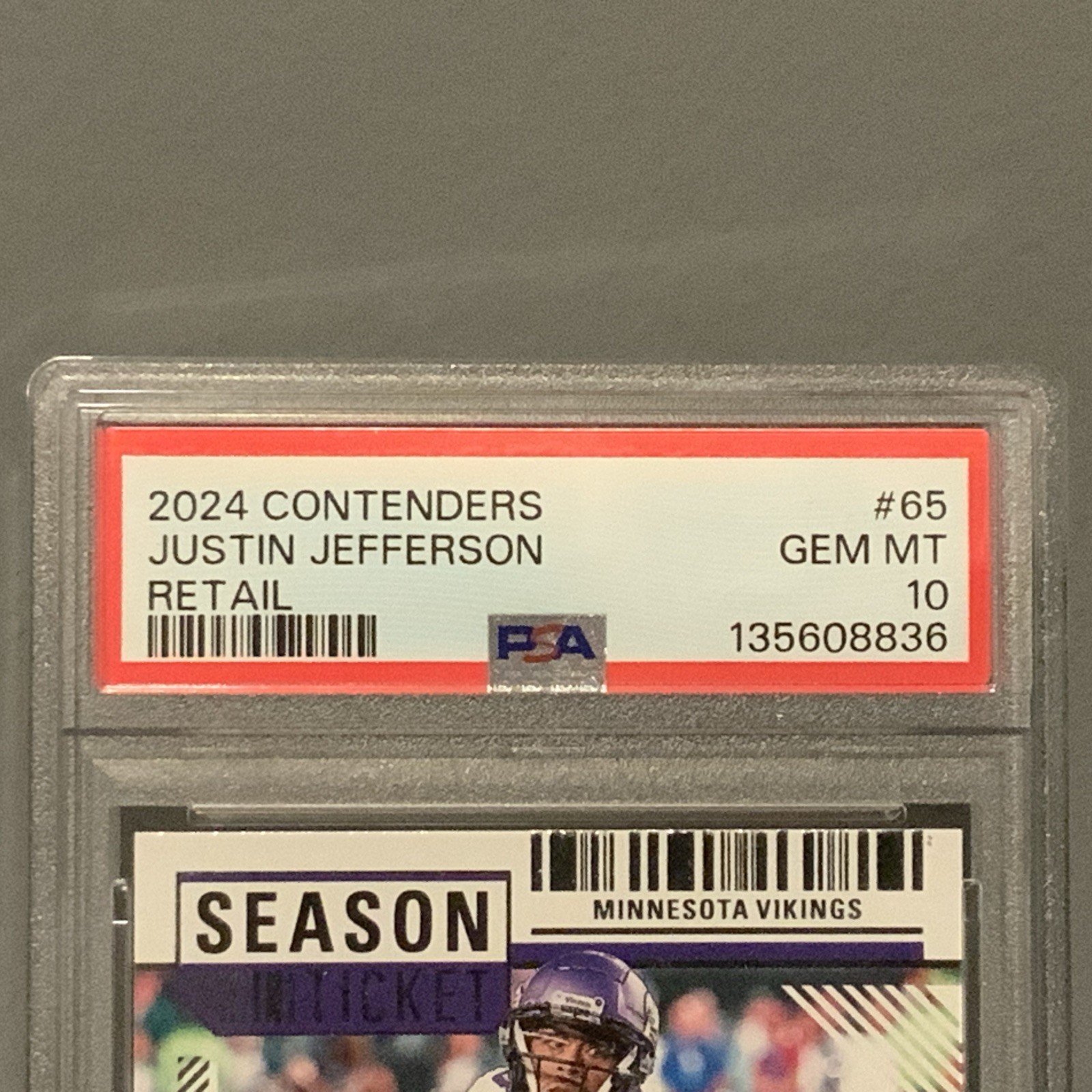 2024 Contenders - Justin Jefferson Retail #65 - PSA 10  GEM MINT  - MN VIKINGS view 5