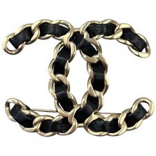 Chanel Damen CC Brosche Schwarz
