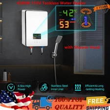 4500W 110V Whole House Electric Tankless Instant Water Heater with Shower Head