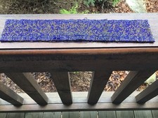Unique Vintage Stretch Blue Gold Belt Seed Bead Boho Eclectic